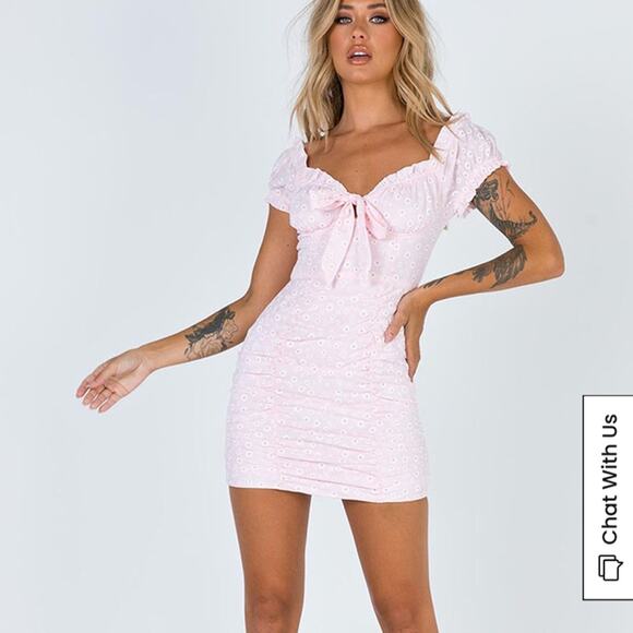 Princess Polly Dresses & Skirts - Princess Polly Back To Paris Pink Floral Print Mini Dress Coquette Size 2